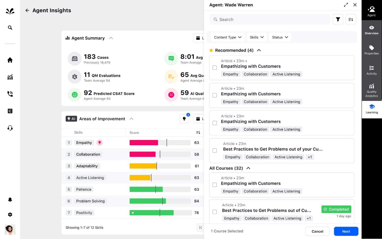 Agent and conversation insights
