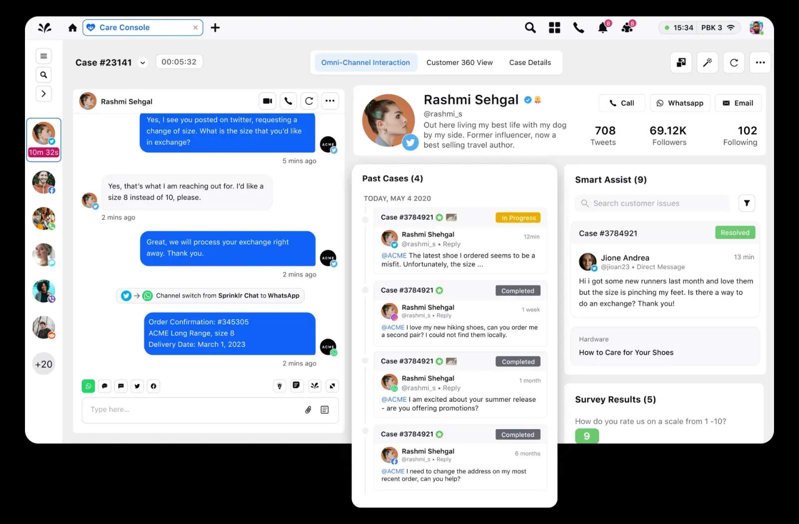 Sprinklr omnichannel care console